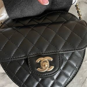 Authentic Black Chanel Large Heart Bag